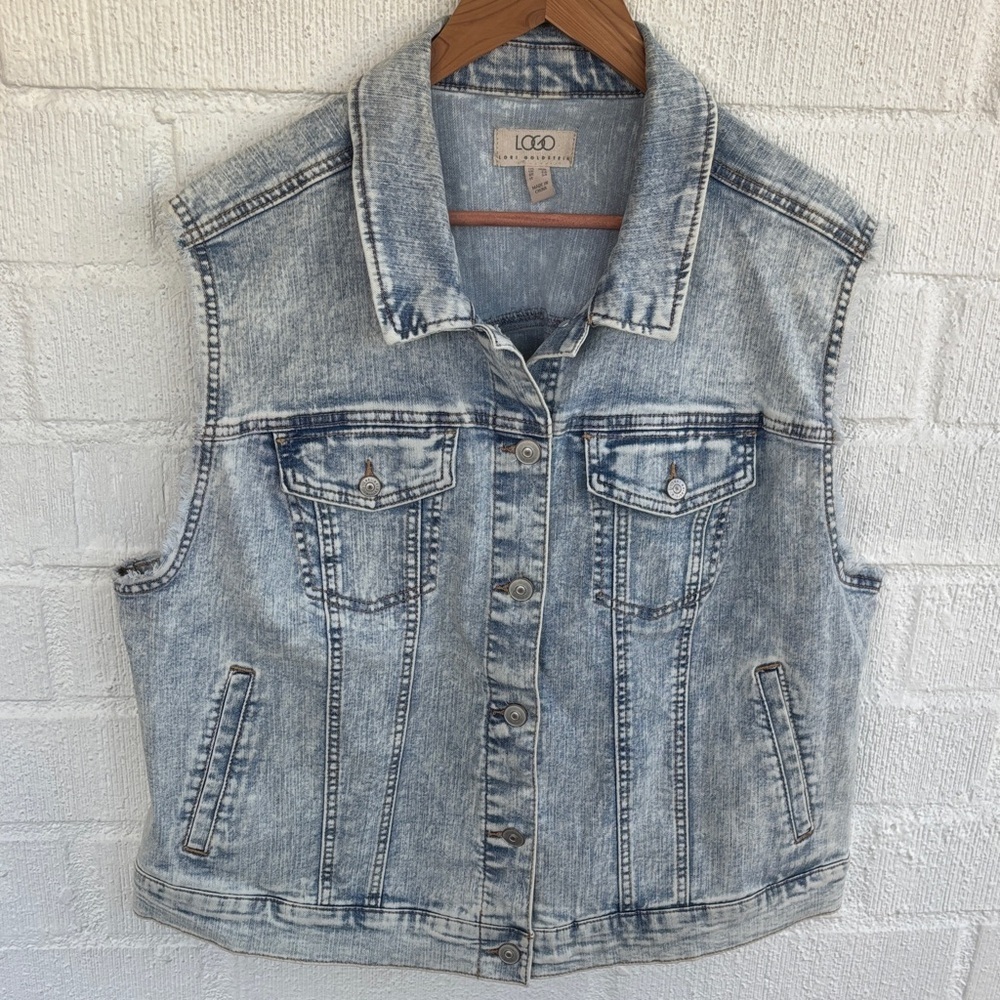 LOGO by Lori Goldstein Denim Sleeveless Vest sz 18W